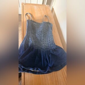 Lulu's Medium Blue Denim Corset Dress with Spaghetti Straps